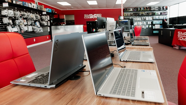 Laptop showroom at Simplified Computers in Champaign-Urbana, Illinois.