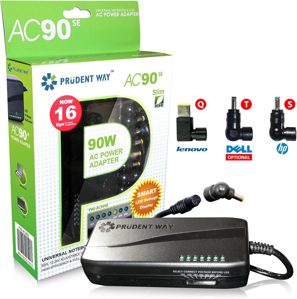 [18UniversalAC90] 90 Watt Universal AC Adapter for Notebooks - Prudent Way