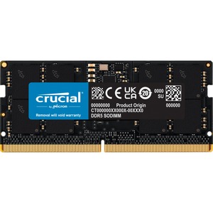 [15CrucialCT16G48C40S5] Micron 16GB DDR5 SDRAM Memory Module - For Notebook - 16 GB (1 x 16GB) - DDR5-4800/PC5-38400 DDR5 SDRAM - 4800 MHz Dual-rank Memory - CL40 - 1.10 V - Non-ECC - Unbuffered - 262-pin - SoDIMM - Lifetime Warranty