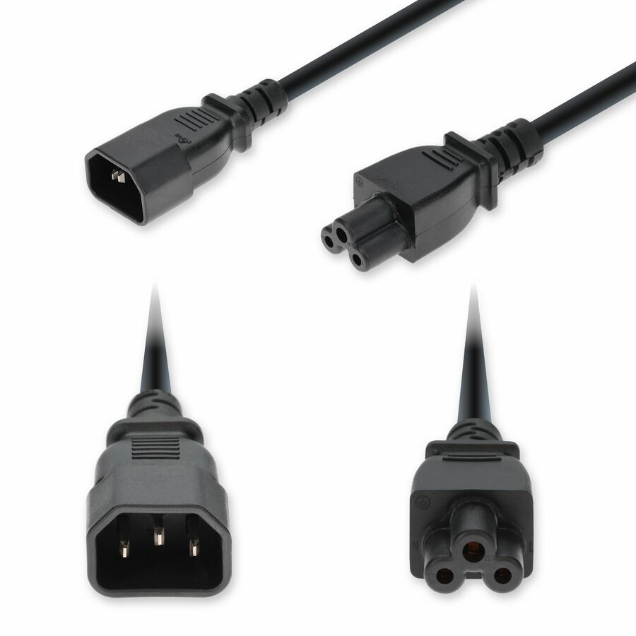 AddOn 6ft C14 Male to C5 Female Standard Commercial 18 AWG 250V at 10A PVC SJT (Service Junior Thermoplastic) Black Power Cable