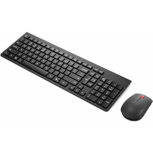 Lenovo Essential Wireless Combo Keyboard & Mouse Gen2 Black-US_English - USB Type A Wireless RF 2.40 GHz Keyboard - English (US) - Black - USB Type A Wireless RF Mouse - Optical - 1600 dpi - 3 Button - Scroll Wheel - Black - Media Control, CoPilot Hot Key(s) - Symmetrical - AA, AAA - Compatible with PC