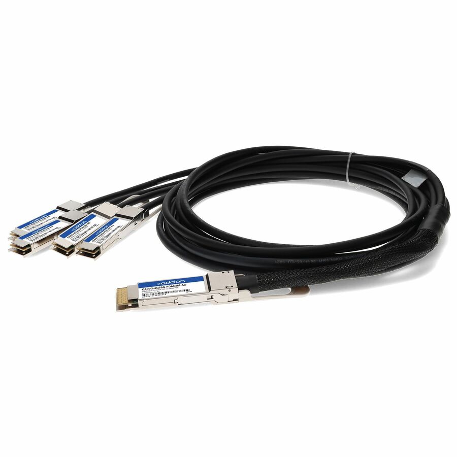 AddOn MSA and TAA Compliant 400GBase-CU QSFP-DD 400G to 4xQSFP56 100G PAM-4 Direct Attach Cable (Passive Twinax, 3m)