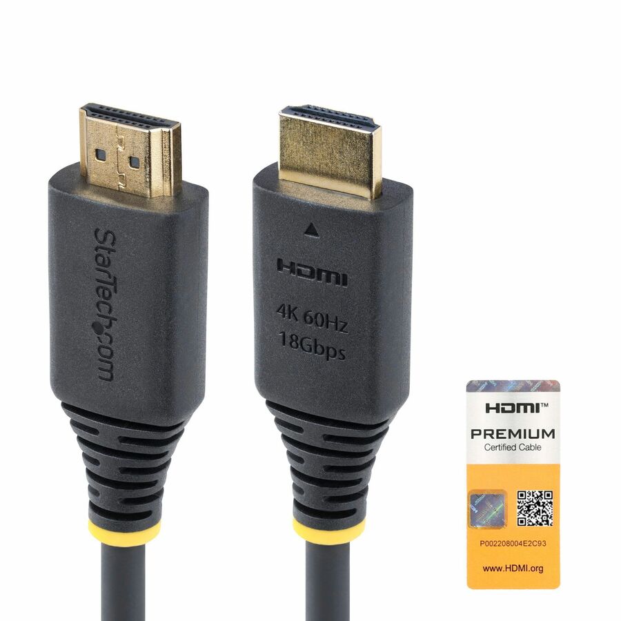 StarTech 1.6ft (50cm) Premium Certified High Speed HDMI Cable, 4K 60Hz/1440p 144Hz, 18Gbps, UHD HDMI 2.0 Cord, TPE Jacket
