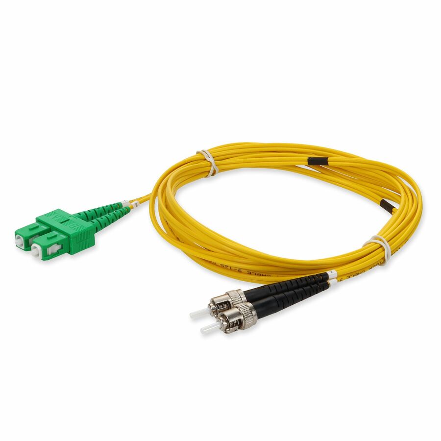 AddOn 10m ASC to ST Yellow OS2 Duplex OFNR (Riser-Rated) SMF Fiber Patch Cable