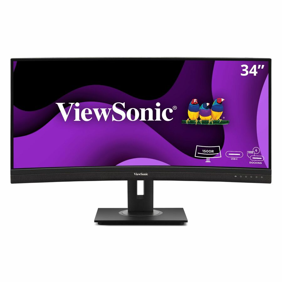 ViewSonic VG3456CA 34 Inch 21:9 Ultrawide QHD Curved Monitor with Advanced Ergonomics, 100W USB C, Docking Built-In, HDMI, DisplayPort, and USB Hub for Home and Office