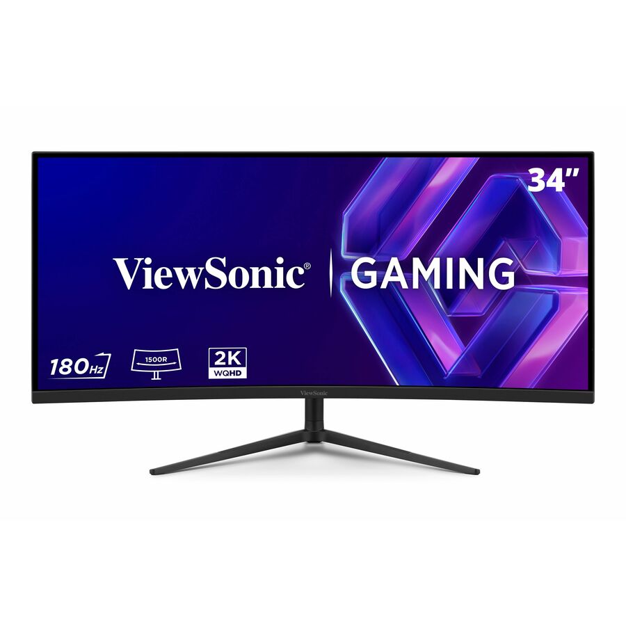 ViewSonic VX3418C-2K 34 Inch 1440p Ultrawide Curved Gaming Monitor, 180Hz and 1ms for Fast Gameplay, FreeSync Premium and HDR10 for Smooth Visuals, Full Ergonomic Adjustability, HDMI, and DisplayPort