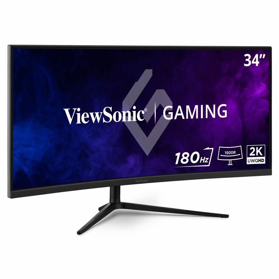 ViewSonic VX3418C-2K 34 Inch UltraWide QHD 1440p Curved Gaming Monitor with 180Hz, 1ms, 21:9, Advanced Ergonomics, FreeSync Premium, HDR10, HDMI, and DisplayPort Inputs