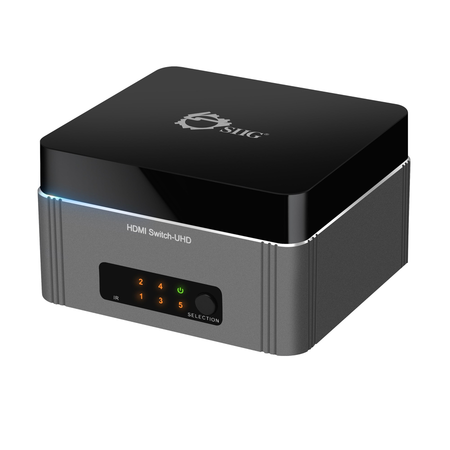 SIIG Premium 5-Port HDMI 2.0 Switch with IR Remote Control - 4Kx2K 60Hz HDR