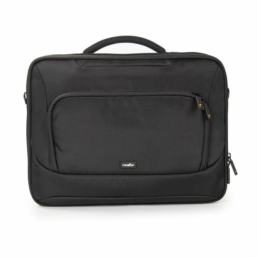 Rocstor Premium 15.6" & 16" Professional Frontloading Universal Briefcase Laptop Case - Weather & Water Resistant - RFID Blocking Pocket - Lightweight - Exterior 1200D Polyester & Interior 210D Polyester Material- Fits 15in, 15.6in, 16in & 16.1in Laptop - For Dell®, Apple®, HP®, Lenovo® Laptops - 15.55" Height x 11.8" Width x 2.6" Depth- Black