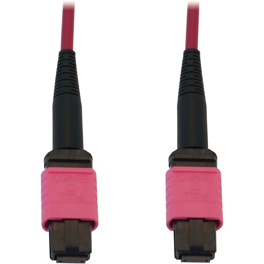 Eaton Tripp Lite Series 100G Multimode 50/125 OM4 Fiber Optic Cable (12F MTP/MPO-PC F/F), LSZH, Magenta, 10 m (32.8 ft.)
