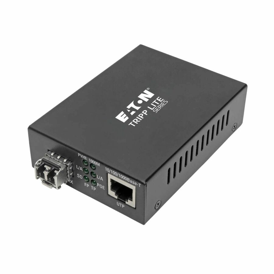 Eaton Tripp Lite Series Gigabit Multimode Fiber to Ethernet Media Converter, PoE+ - International Power Cables, 10/100/1000 LC, 850 nm, 550 m (1,804 ft.)