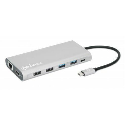 USB-C Dock/Hub with Card Reader and MST, Ports (x10): Ethernet, 4K HDMI (X3), USB-A (x3) and USB-C (x2), With Power Delivery (100W) to 1x USB-C Port (USB-C wall charger/ cable needed), MST = Multi-Stream Transport, Universal for all devices