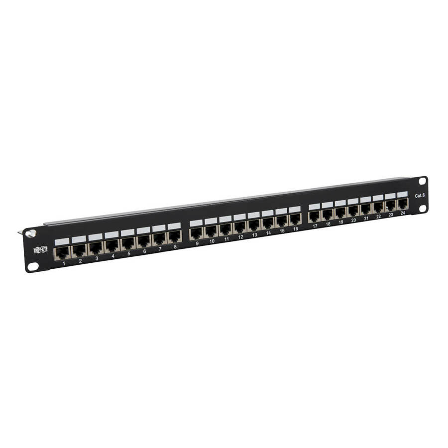 Tripp Lite by Eaton Cat5e/Cat6 24-Port Patch Panel - Shielded Krone IDC 568B RJ45 Ethernet 1U TAA