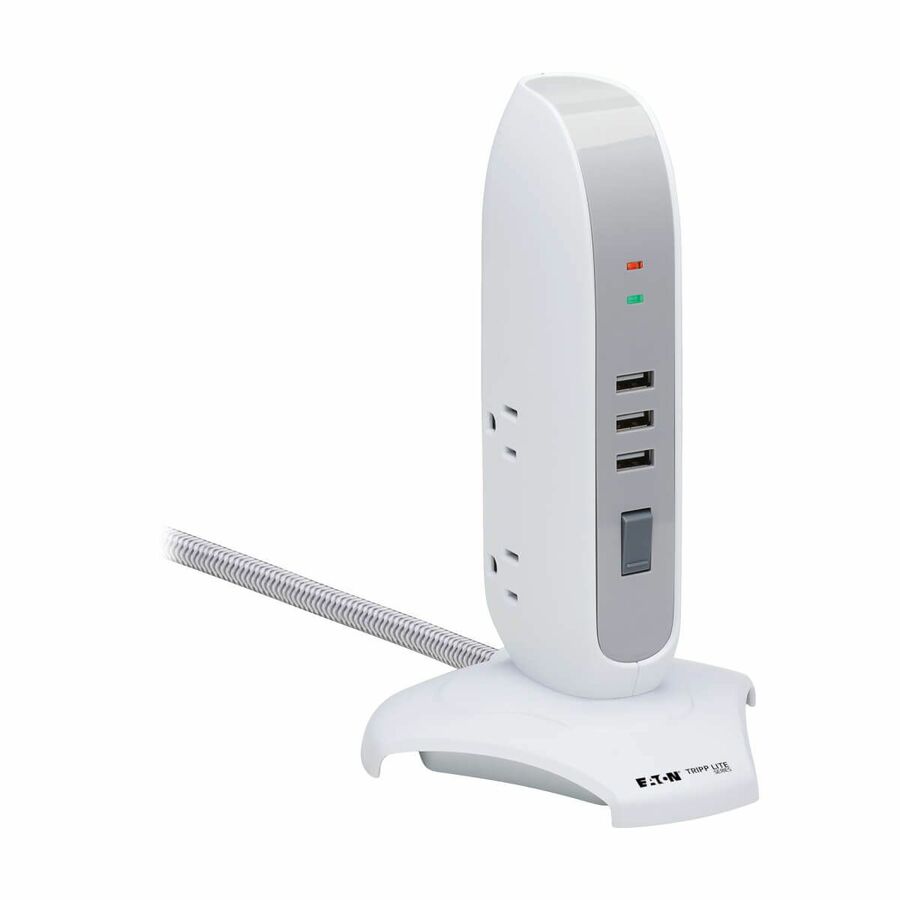 Tripp Lite by Eaton 5-Outlet Surge Protector Tower 3x USB Ports (3.1A Shared) 6 ft. Cord 5-15P Plug 1200 Joules White