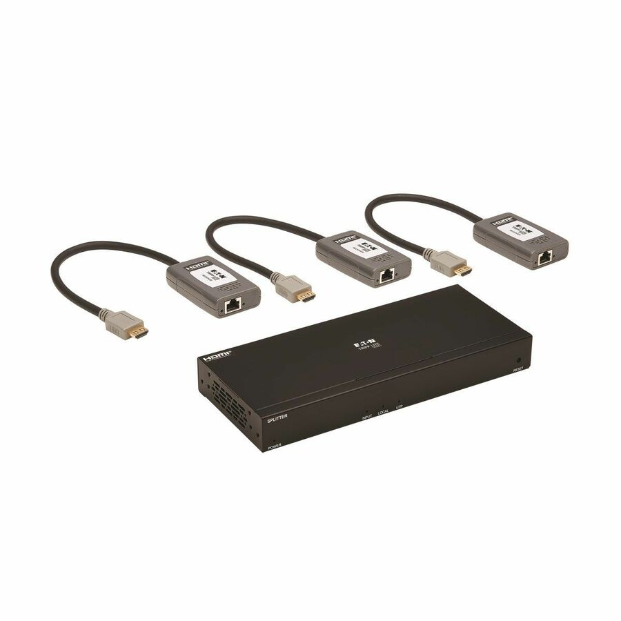 Eaton Tripp Lite Series 4-Port HDMI over Cat6 Extender Kit, Splitter/3x Pigtail Receivers - 4K 60 Hz, HDR, 4:4:4, PoC, 230 ft. (70.1 m), TAA