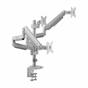 Eaton Tripp Lite Series Triple-Display Gas-Spring Flex-Arm Desktop Clamp and Grommet for 17" to 30" Flat-Screen Displays - USB and Audio Ports, Aluminum