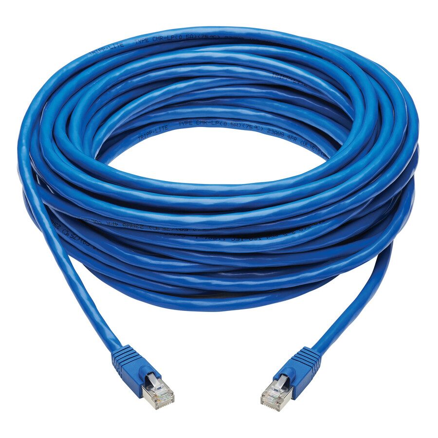 Tripp Lite by Eaton Cat6a 10G Snagless F/UTP Ethernet Cable (RJ45 M/M) PoE CMR-LP Blue 50 ft. (15.24 m)