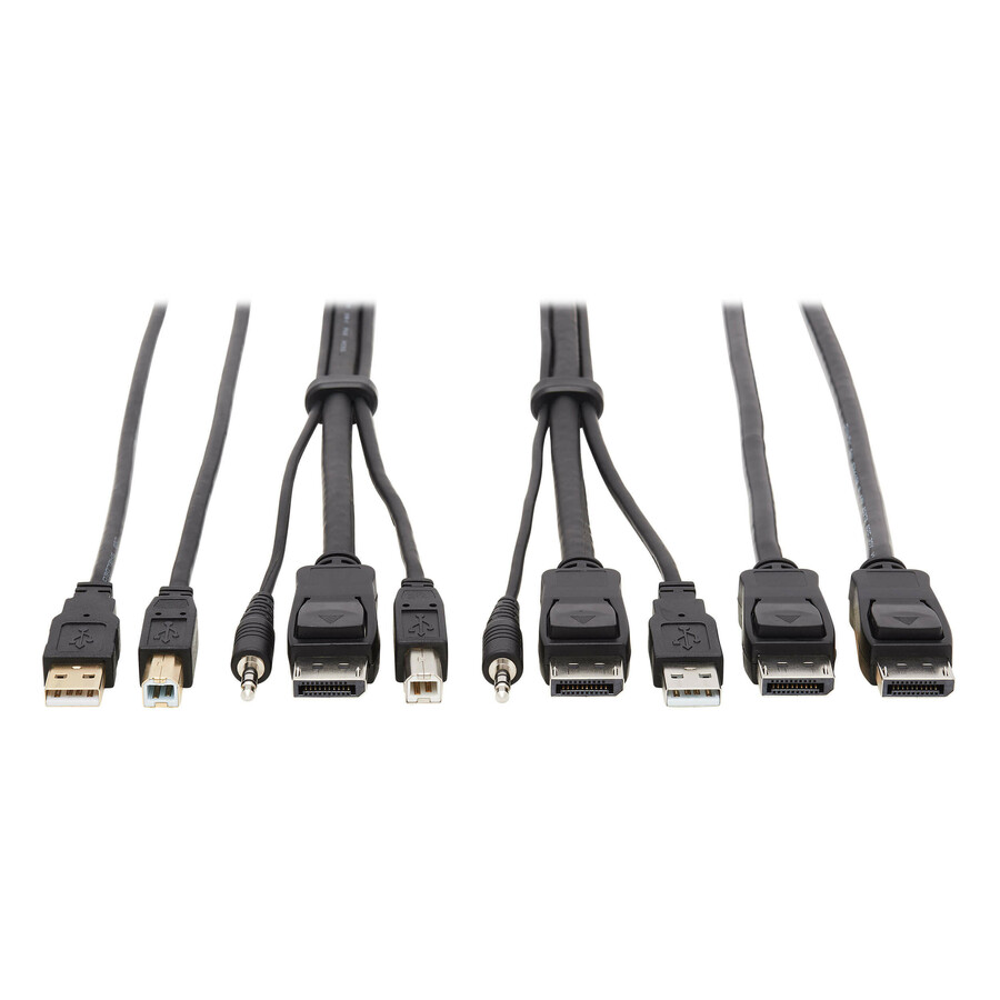 Tripp Lite by Eaton DisplayPort KVM Cable Kit - DP USB 3.5 mm Audio (3xM/3xM) + USB (M/M) + DP (M/M) 4K 6 ft. (1.83 m) Black