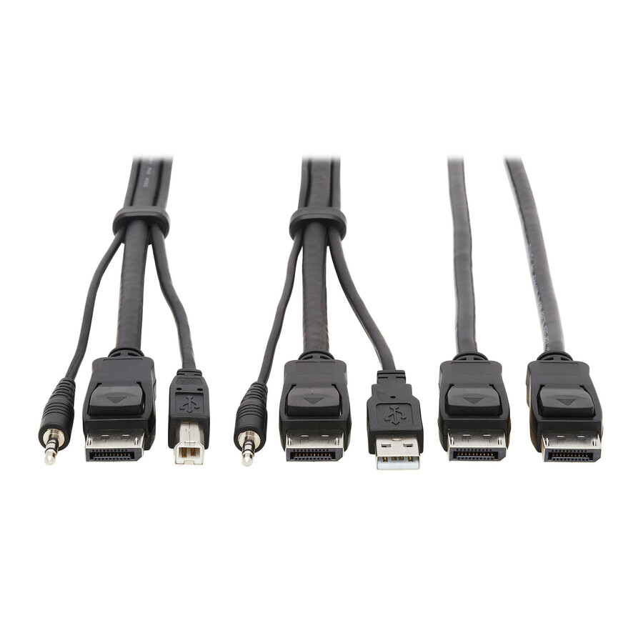 Tripp Lite by Eaton Dual DisplayPort KVM Cable Kit - DP USB 3.5 mm Audio (3xM/3xM) + DP (M/M) 4K 4:4:4 6 ft. (1.83 m) Black