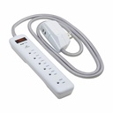 Tripp Lite by Eaton 7-Outlet Surge Protector - 6 on strip/1 in detachable plug 2 USB Ports (2.4A Shared) Detachable Charger Plug 6 ft. Cord 5-15P Plug 900 Joules White