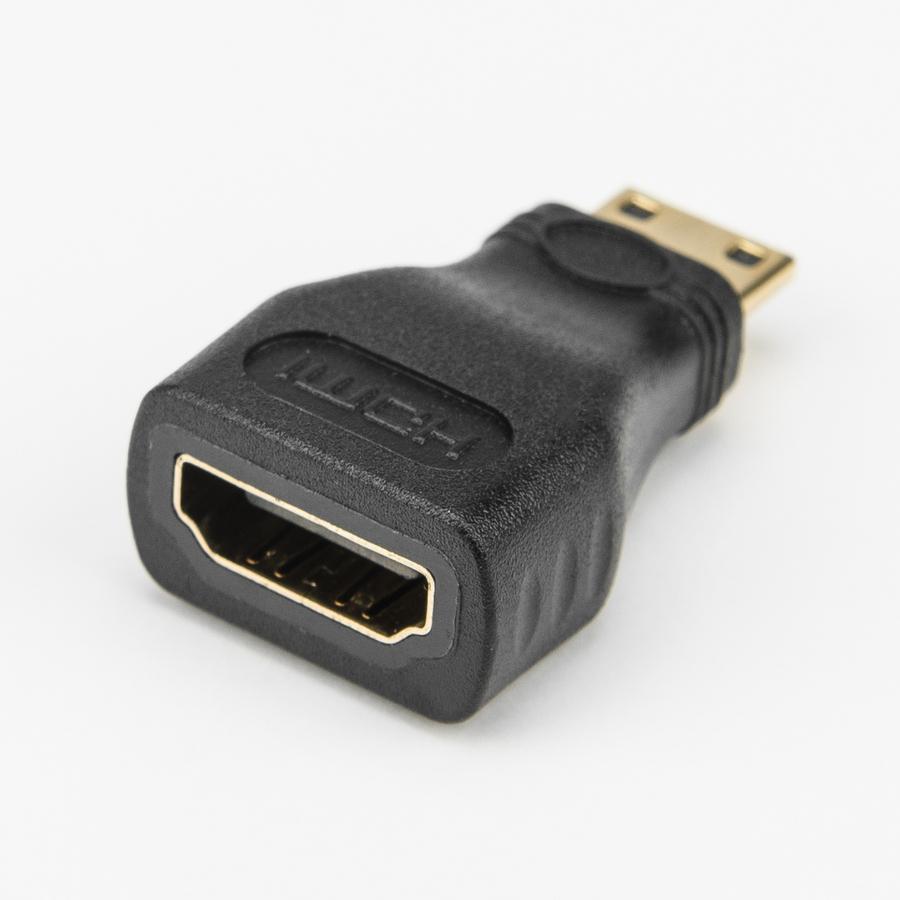 Rocstor Premium HDMI to HDMI Mini Adapter - F/M - 1 Pack - 1 x HDMI Female Digital Audio/Video - 1 x Mini Type C HDMI Male Digital Audio/Video - Gold Connector - Black - Adapter