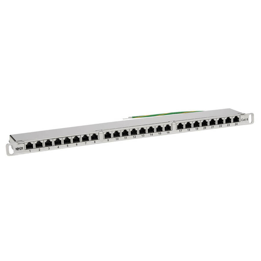 Eaton Tripp Lite Series Cat5e/Cat6 24-Port Patch Panel - Shielded, Krone IDC, 568A/B, RJ45 Ethernet, 0.5U Rack-Mount, TAA
