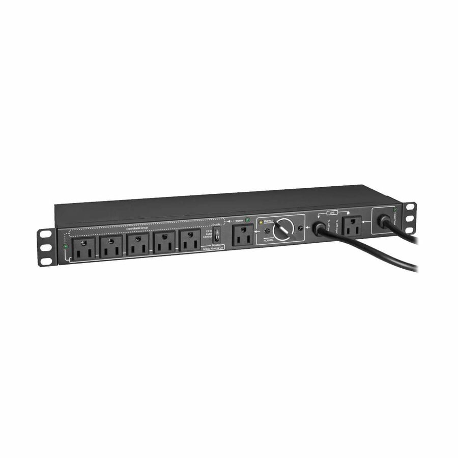 Tripp Lite by Eaton PDU 100-125V 12A Single-Phase Hot-Swap PDU with Manual Bypass - 6 NEMA 5-15R Outlets 2 5-15P Inputs 1U Rack/Wall