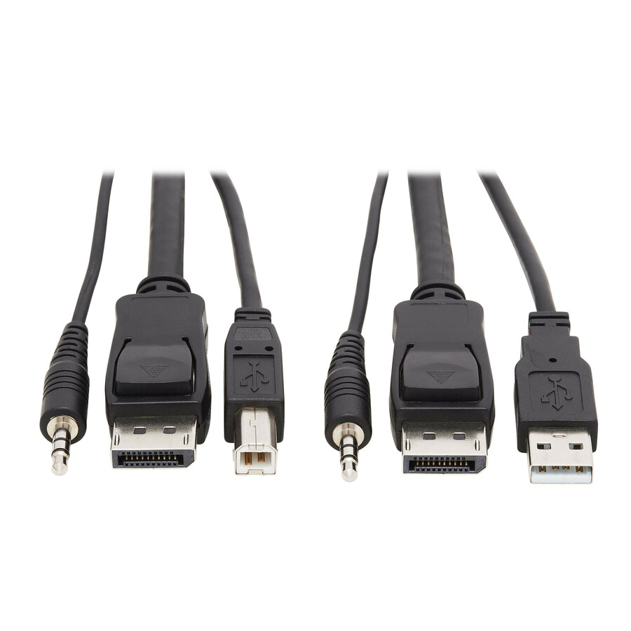 Tripp Lite by Eaton DisplayPort KVM Cable Kit 3 in 1 - 4K DisplayPort USB 3.5 mm Audio (3xM/3xM) 4:4:4 6 ft. (1.83 m) Black