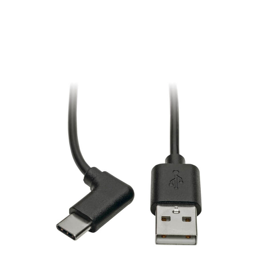 Eaton Tripp Lite Series USB-A to USB-C Cable, Right-Angle USB-C, USB 2.0, (M/M), 3 ft. (0.91 m)