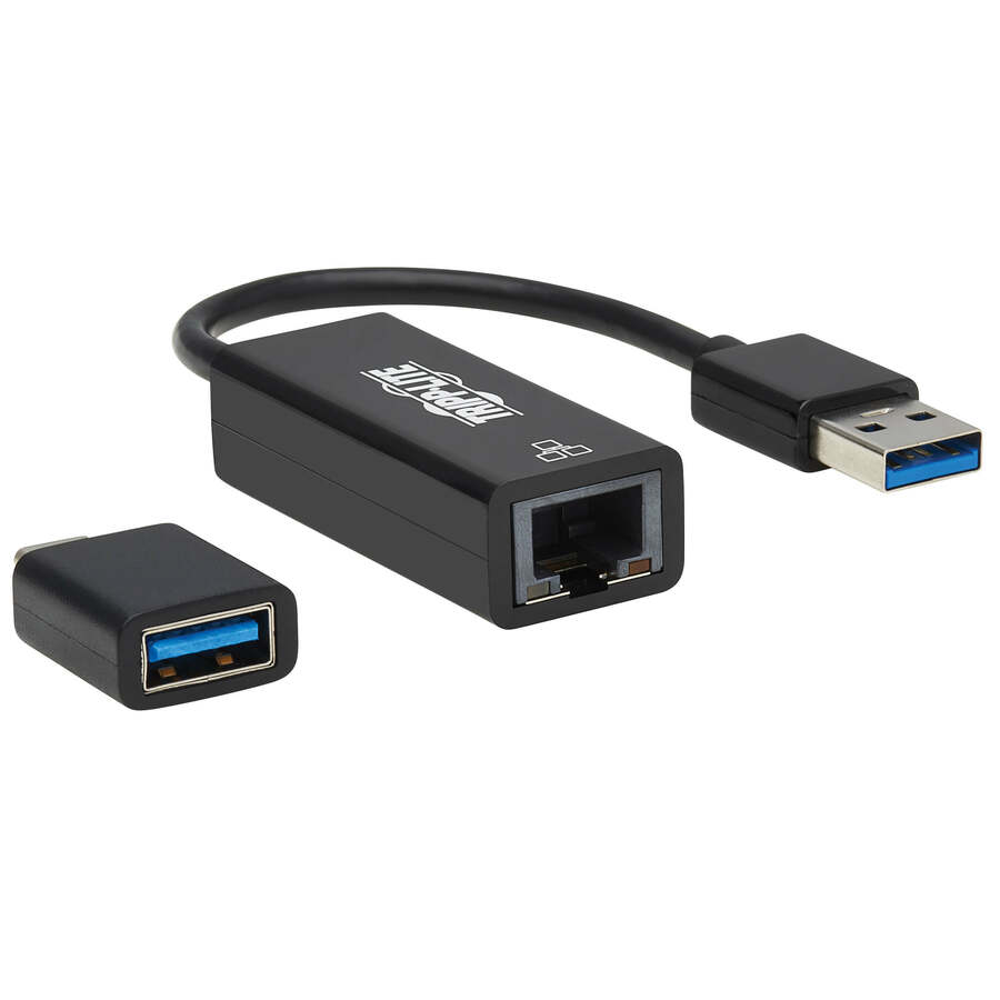 Tripp Lite by Eaton USB-C USB-A to RJ45 Gigabit Ethernet Network Adapter (2xM/F) USB 3.2 Gen 1 Black
