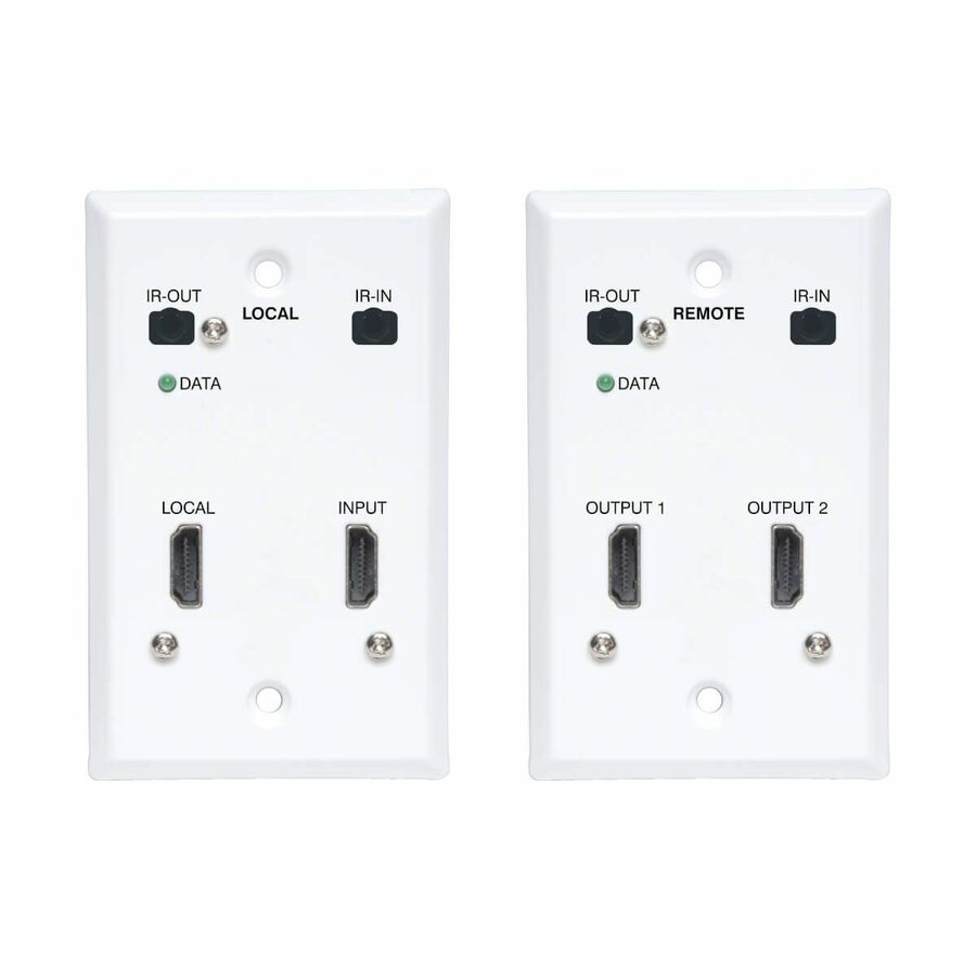 Eaton Tripp Lite Series HDMI over Cat6 Extender Kit, Wallplate, 4K 60Hz, HDR, Dual Output, IR, PoC, 230 ft., TAA
