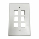 Eaton Tripp Lite Series Safe-IT 6-Port Single-Gang Keystone Wall Plate, Antibacterial, Ivory Matte, TAA