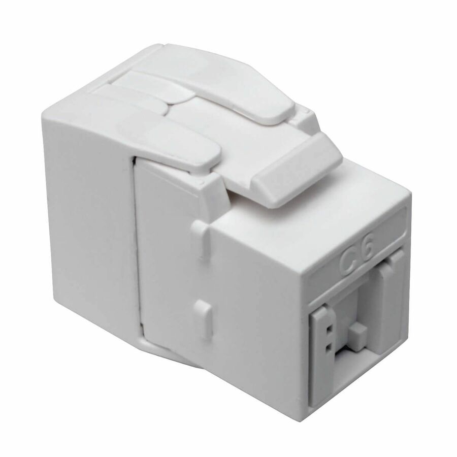 Eaton Tripp Lite Series Keystone Jack Cat6/Cat5e, RJ45, Shuttered, Dust Cap - Toolless, PoE/PoE+ Compliant, White, TAA