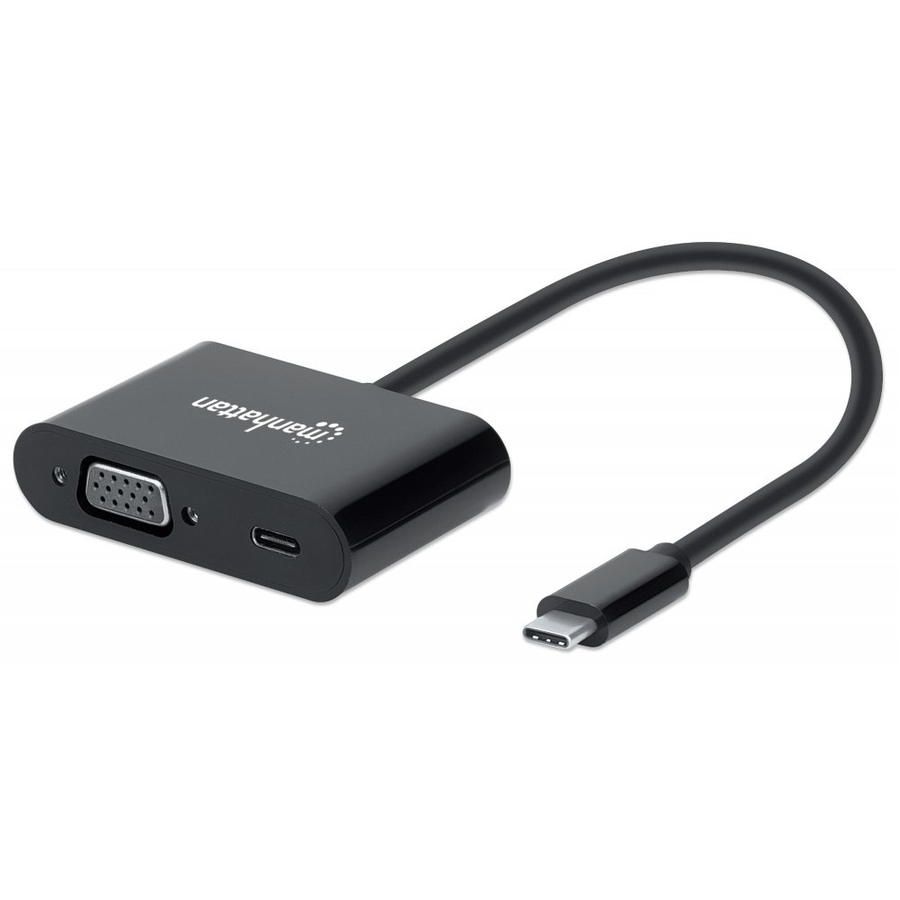 Manhattan USB-C to VGA Converter With Power Delivery Port