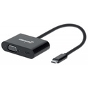 Manhattan USB-C to VGA Converter With Power Delivery Port