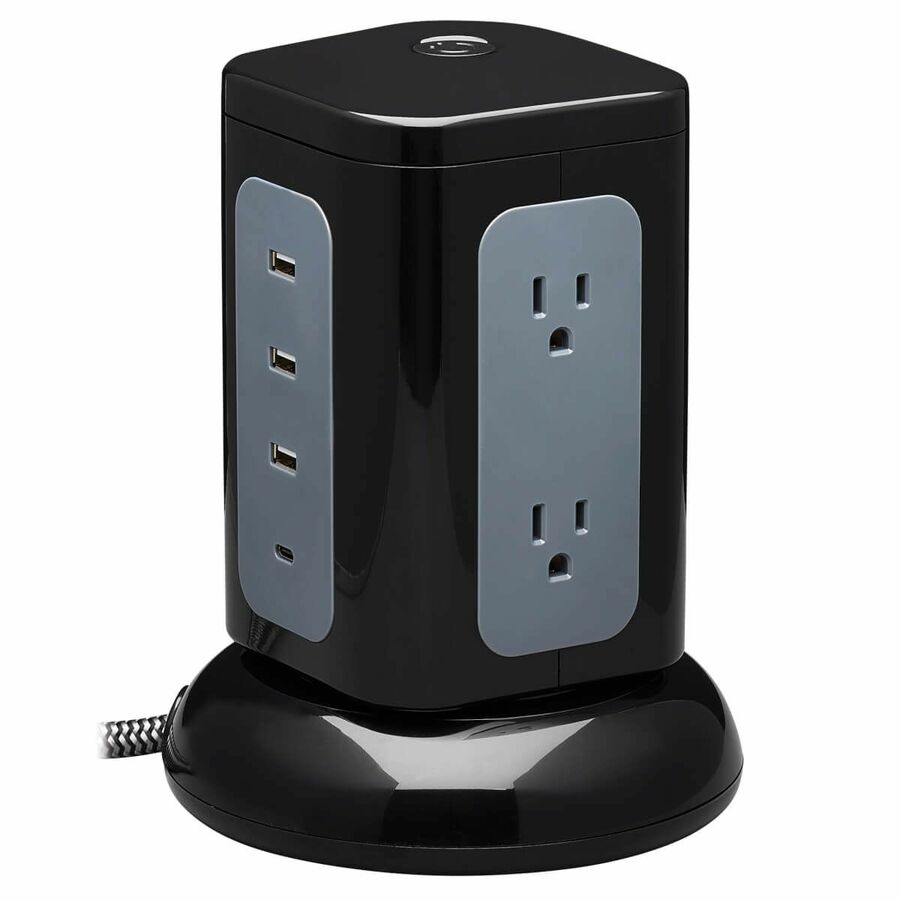 Tripp Lite by Eaton 6-Outlet Surge Protector Tower 3x USB-A 1x USB-C 8 ft. Cord 5-15P Plug 1800 Joules Black