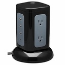 Tripp Lite by Eaton 6-Outlet Surge Protector Tower 3x USB-A 1x USB-C 8 ft. Cord 5-15P Plug 1800 Joules Black