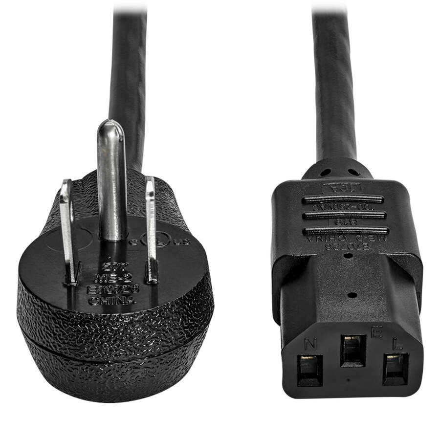 Eaton Tripp Lite Series Desktop Computer AC Power Cord, Right-Angle NEMA 5-15P to C13 - 10A, 125V, 18 AWG, 3 ft. (0.91 m), Black