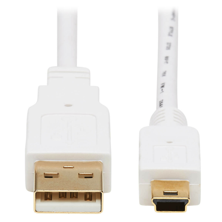Eaton Tripp Lite Series Safe-IT USB 2.0 A to USB Mini-B Antibacterial Cable (M/M), White, 3 ft. (0.91 m)