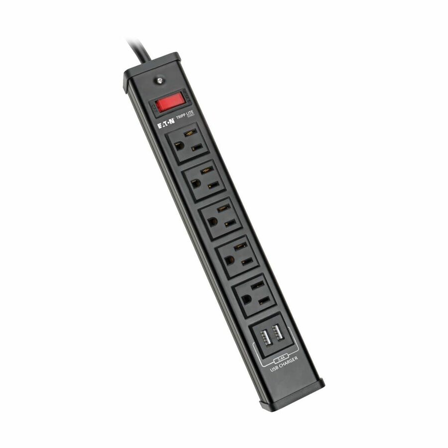 Eaton Tripp Lite Series 5-Outlet Surge Protector with 2 USB Ports (3.4A Shared) - 6 ft. (1.83 m) Cord, 450 Joules, Metal Housing