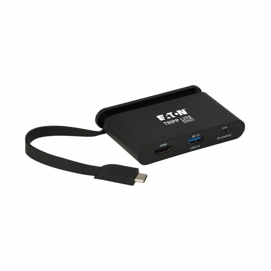 Eaton Tripp Lite Series USB-C Multiport Adapter - 4K HDMI, USB 3.x (5Gbps) Hub Port, Self-Storing Cable, 100W PD Charging, Black