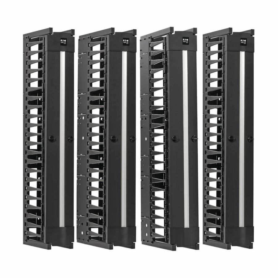 Eaton Tripp Lite Series High-Capacity Vertical Cable Manager - Deep Double Finger Duct with Cover, Double Sided, 6 in. Wide, Black, 7 ft. (2.2 m)