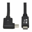 Tripp Lite by Eaton USB-C Cable (M/M) - USB 3.2 Gen 2 (10 Gbps) 5A (100W) Rating Thunderbolt 3 Compatible Right-Angle Plug 1 m (3.3 ft.)