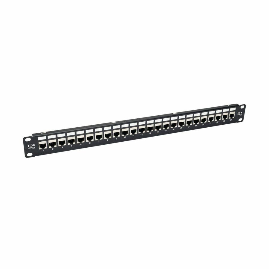 Tripp Lite by Eaton 24-Port 1U Rack-Mount STP Shielded Cat6a Feedthrough Patch Panel RJ45 Ethernet TAA