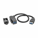 Eaton Tripp Lite Series USB 3.0 All-in-One Keystone/Panel Mount Coupler Cable (F/F), Angled Connector, Black, 1 ft. (0.31 m)