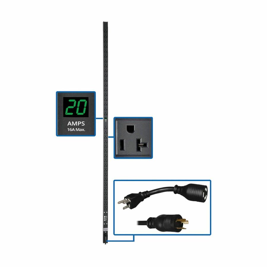 Tripp Lite by Eaton PDU 2kW Single-Phase Local Metered PDU 100-127V Outlets (36 5-15/20R) L5-20P/5-20P adapter 0U Vertical 72-in.