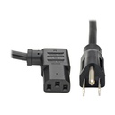 Eaton Tripp Lite Series Computer Power Cord, NEMA 5-15P to Right-Angle C13 - 10A, 125V, 18 AWG, 10 ft. (3.05 m), Black