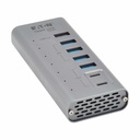 Eaton Tripp Lite Series 7-Port USB-C Hub - USB 3.2 Gen 1 and USB 3.2 Gen 2, 5 USB-A and 2 USB-C Ports, Gray