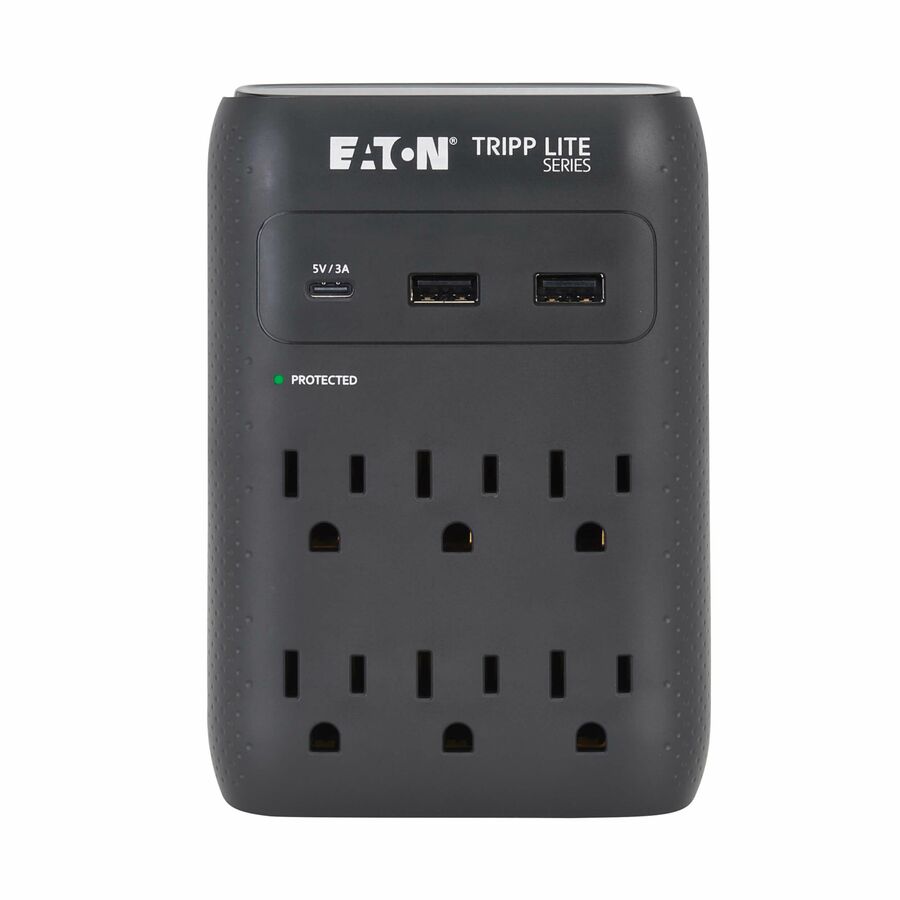 Eaton Tripp Lite Series Protect It! 6-Outlet Surge Protector - 5-15R Outlets, USB-C and USB-A Ports, 5-15P Direct Plug-In, 1080 Joules, Black