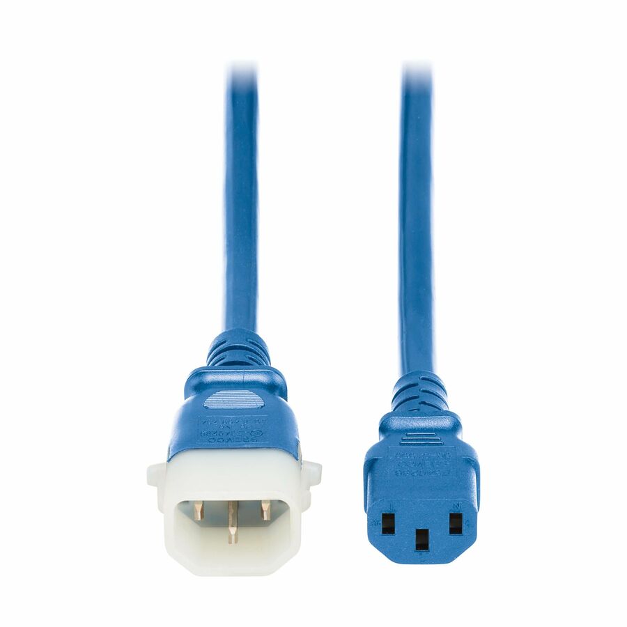 Eaton Tripp Lite Series PDU Power Cords, C13 to P-Lock C14 - Heavy-Duty, 15A, 250V, 14 AWG, 3 ft. (0.9 m), Blue, 6 Pack